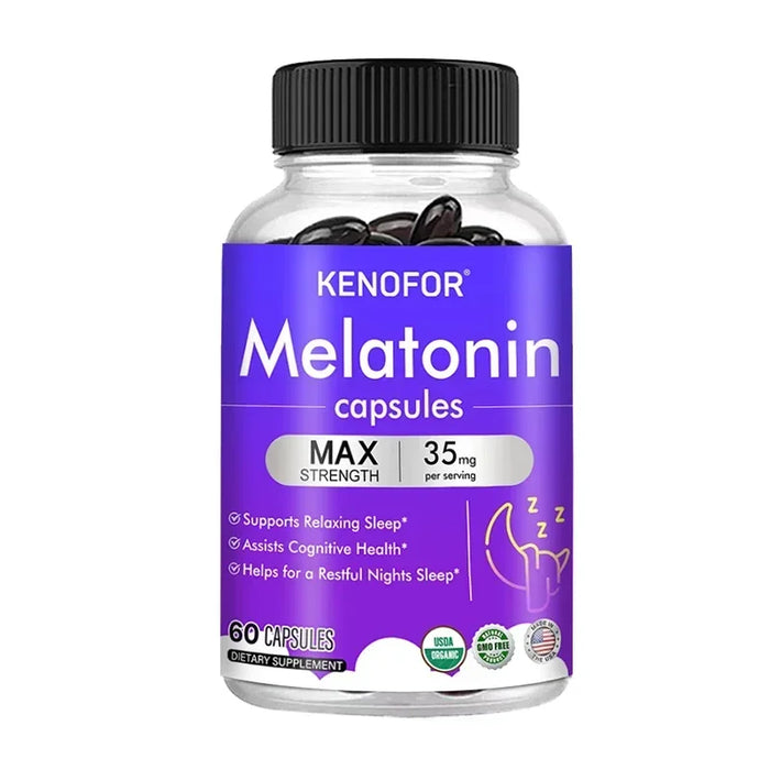 Melatonin 20 Mg Capsules - Helps with Relaxation, Improves Sleep Quality, Promotes Deep Sleep, Boosts Energy, and Balances Mood