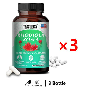 100% Natural Plant Rhodiola Rosea Capsule Supplement - Super Adaptogen Helps Relieve Stress, Healthy Brain & Mood Regulation