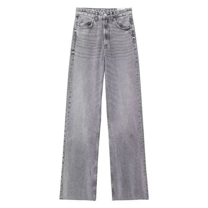 Denim Pants for Women High Waist Wide Leg Jeans Fashionable Versatile Classic High Waist with Worn Decoration Origin China
