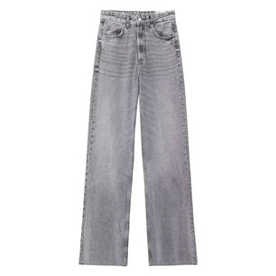 Denim Pants for Women High Waist Wide Leg Jeans Fashionable Versatile Classic High Waist with Worn Decoration Origin China