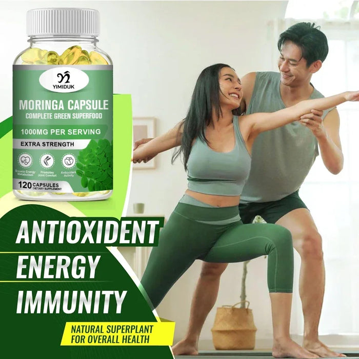 Buy 1 Get 1 Free! Premium Moringa Oleifera Supplement, for Skin Glow, Energy & Blood Sugar Balance, Powerful Detox, Women & Men