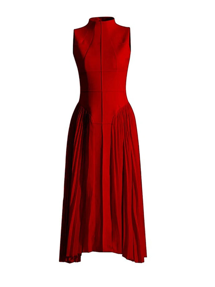 Sleeveless Dresses for Women Pleated Casual Dress Corset Waist Elegant Fashion Ladies Summer Dresses Wholesale Dropshipping