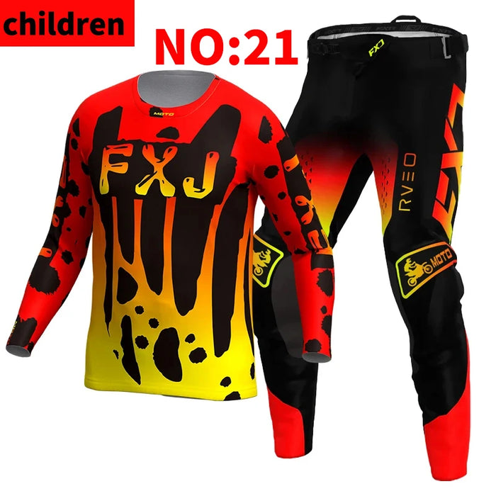 SIZE 20 22 24 26 28 motocross jersey and pants kids FXJ enduro gear set MX Gear Set children Youth MTB DH UTV Racing Sui