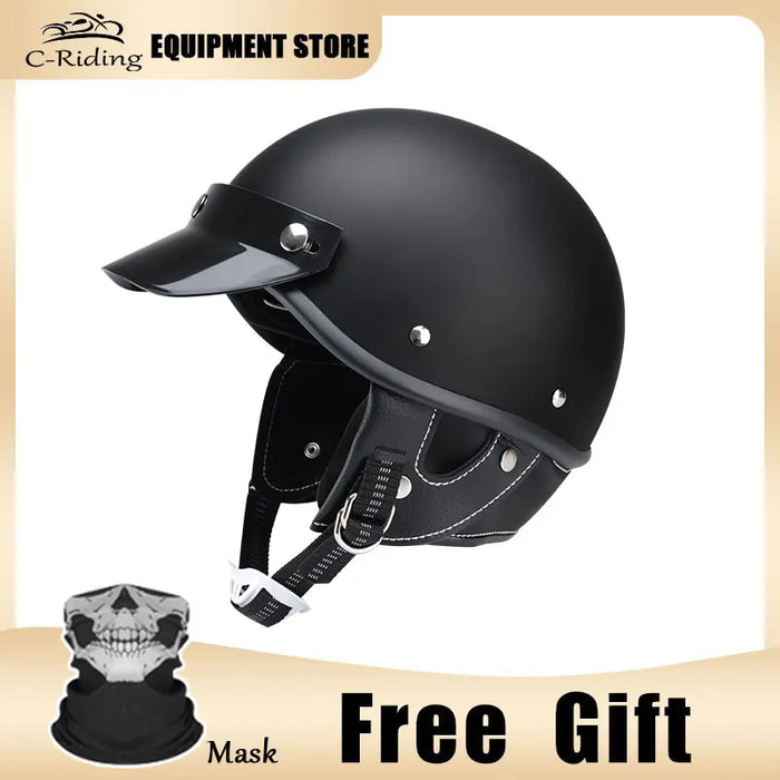 Retro Motorcycle Half Helmet Man Women Casco Moto Motocross Safety Cap Four Seasons Japanese Electric Motorbike Open Face Helmet
