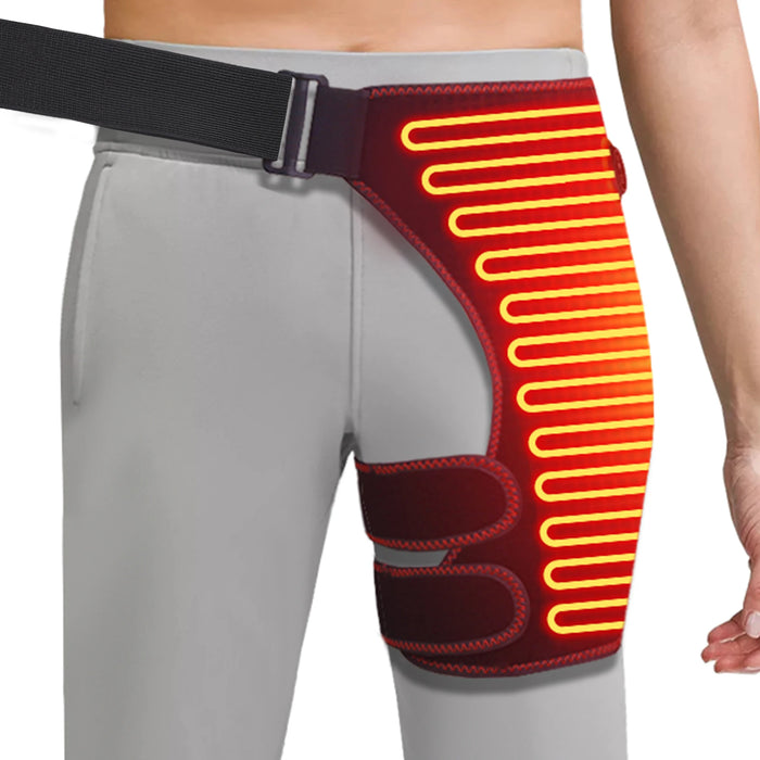 Full-Wrap Hip Support Brace with Massager Sciatica Pain Relief Buttock Physical Therapy Recovery Focused Hip Heating USB-Powered