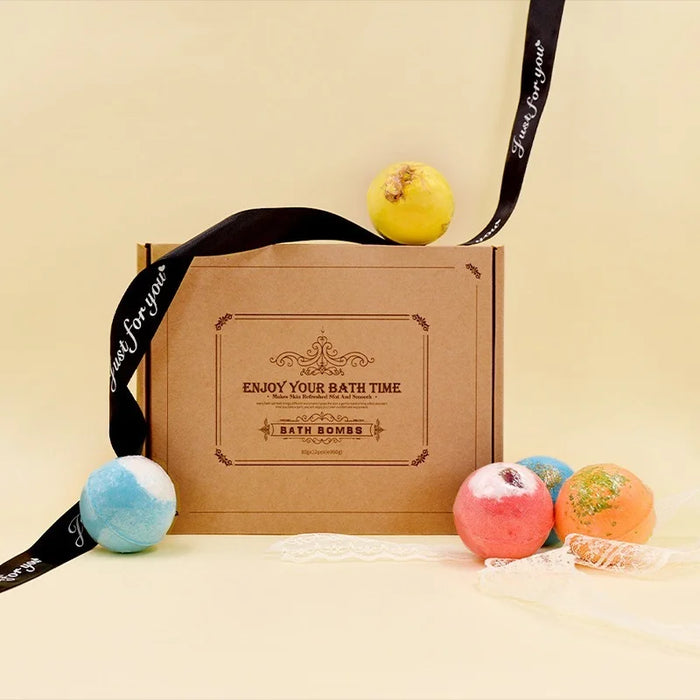 6pcs Bath Ball Bombs Handmade Sea Salt Essential Oil Aromatherapy Type Deep Body Cleaner Natural Bubble Bathroom Tools For Gift