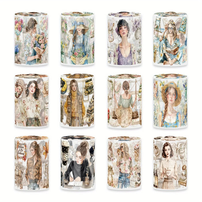 12 Rolls/box Journaling Supplies Planner Stickers Adhesive Tapes Stickers PET Tape Planner DIY Scrapbook Handbook Diary Stickers