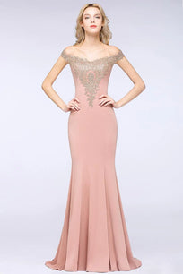 Women Evening Dresses Evening Prom Formal Gowns Wedding Party Long Dress Lace Applique Off Shoulder Dresses Gala