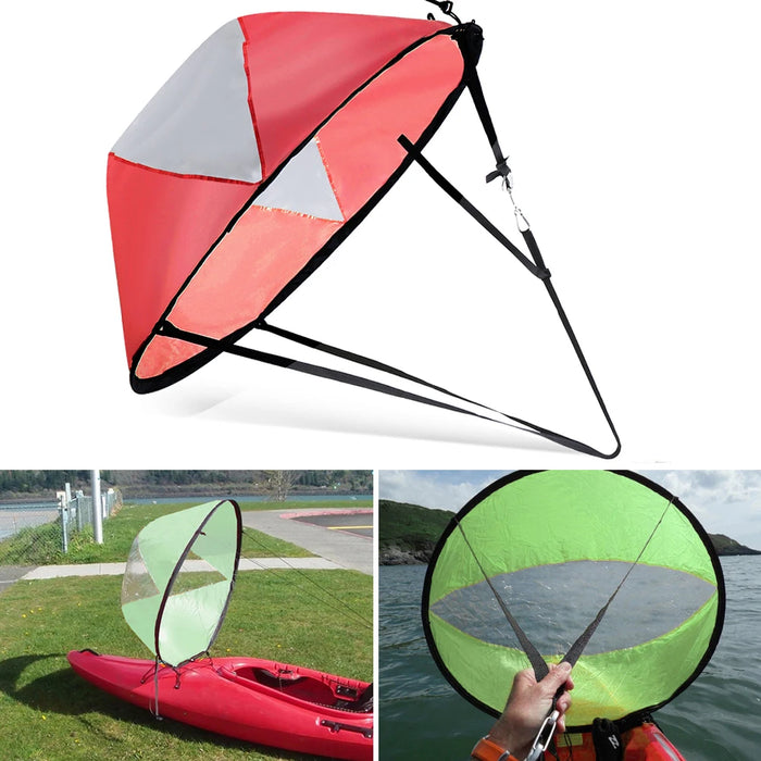 46 inch Kayak Wind Sail Folding Kayak Downwind Paddle Board Clear Window Sail Inflatable Canoe Boat Sail SUP Surfboard Accessory