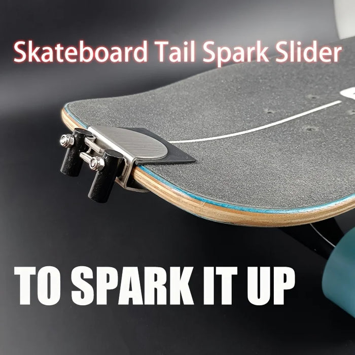 Fun Skateboard Party Accessories and Shooting Props, Including a Longboard Double Kick Skateboard, Spark Igniter, Easy-To-Install No-Drill Skateboard Spark Slider Device, Perfect for Skateboard Enthusiasts, Ideal for Nighttim