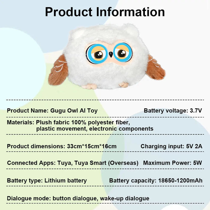 Tuya AI Plush Toy W/Smart Voice&LED Eyes,Interactive Companion for Kid/Adult‌Gift-ReadyRechargeable E-Pet open up smart life