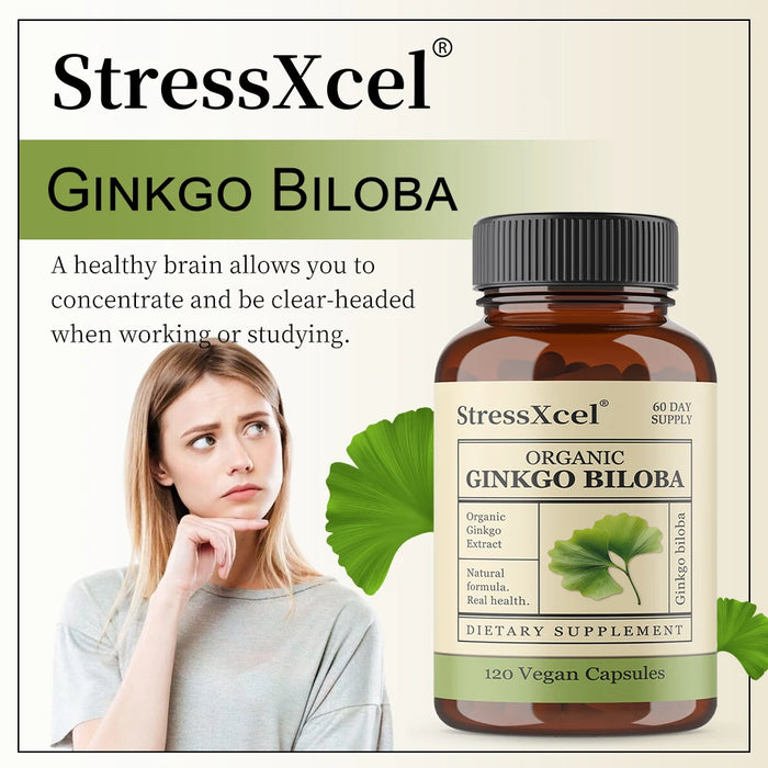 Ginkgo Biloba Supplements for Brain Health Support, Improve Mood and Focus, Helps Maintain Circulation & Cognitive Health