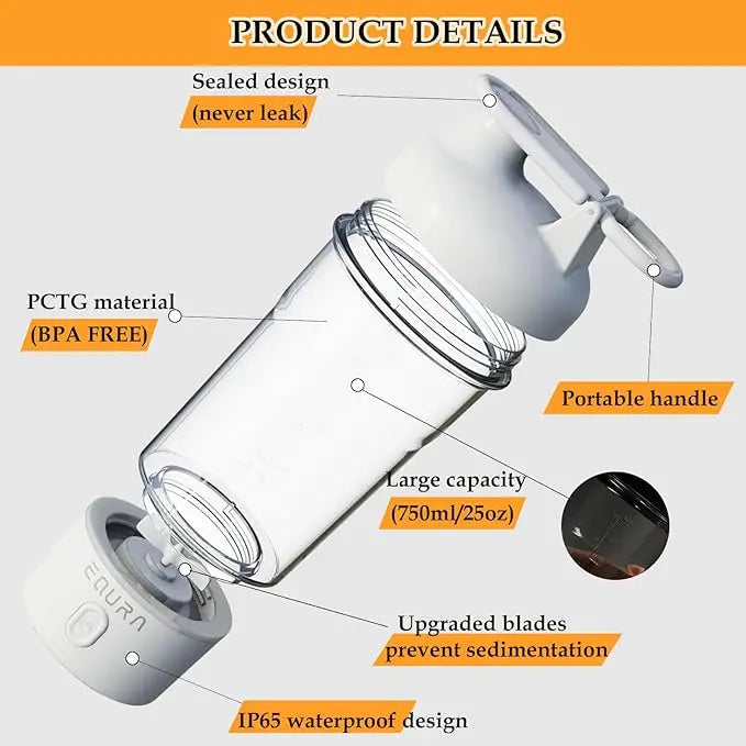 Electric Shaker Bottle Portable USB Rechargeable Protein Shake Mixer, Shaker Bottles for Protein Mixes and Meal Replacement Shak