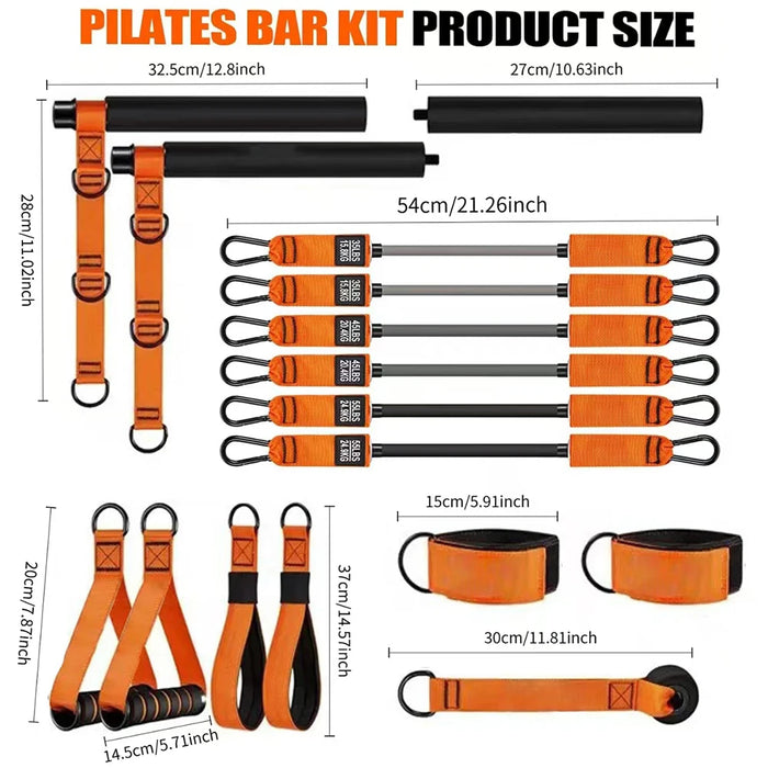 Pilates Bar Kit W/ Resistance Bands Multifunctional Pilates Bar Portable Yoga Pilates Stick Home Gym Strength Training Equipment