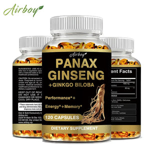 Panax Ginseng + Ginkgo Biloba - Increases Energy, Mood, Stamina & Performance Supports Mental Health