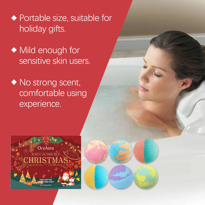 Christmas Bubble Bath Ball Gift Box Relaxing Moisturizing Dry Skin Fatigue Relief Smoothing Colorful Salt Ball Bubble Bombs Set
