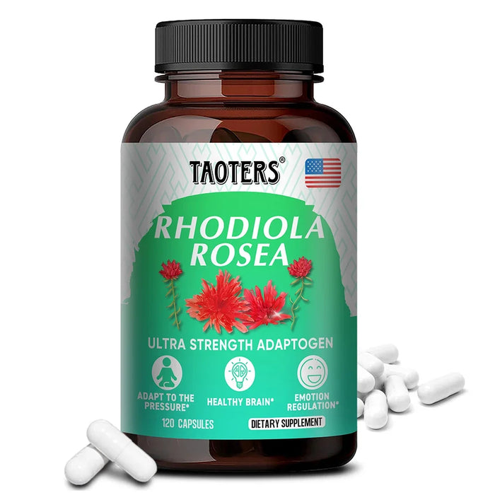 100% Natural Plant Rhodiola Rosea Capsule Supplement - Super Adaptogen Helps Relieve Stress, Healthy Brain & Mood Regulation