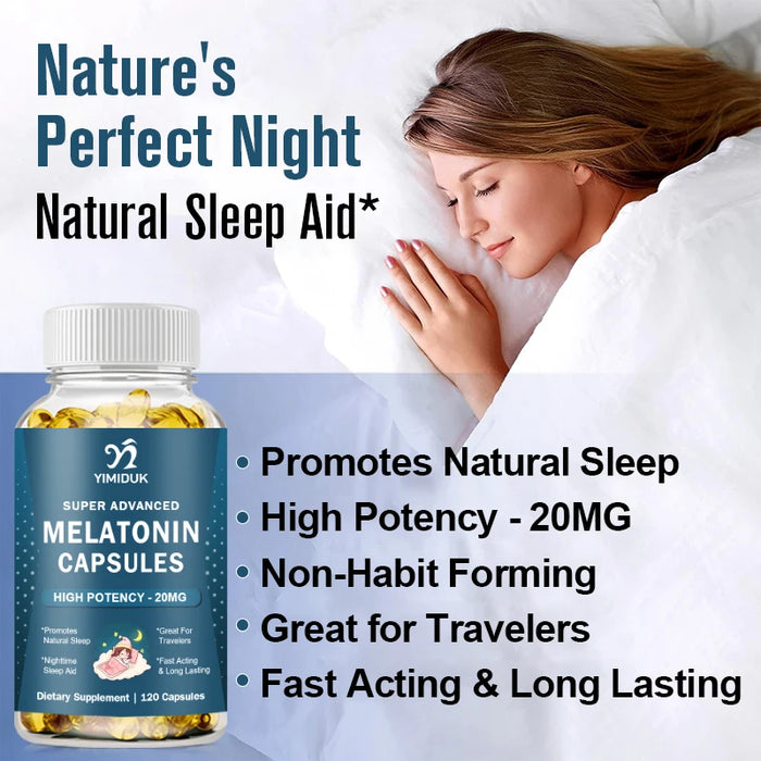 Melatonin Capsules, for Promote Relaxation & Restful Sleep Naturally, Deep Sleep & Wake Up Refreshed, Great for Travelers, Vegan