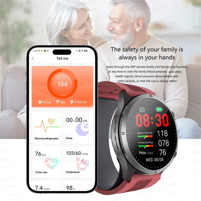 2025 Health Smart Watch NFC ECG Air Pump Blood Pressure Blood oxygen ECG+PPG Bluetooth Call NFC SmartWatch For Men Women Airbag