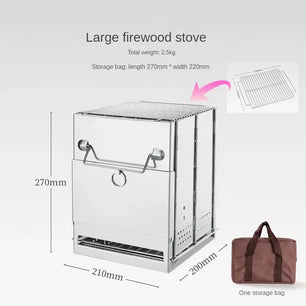 Outdoor camping heating stove,outdoor integrated folding portable storage stove,charcoal firewood stainless steel barbecue grill