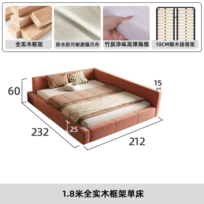 Modern Reading Bed Bedroom Unique Girls Upholstery Double Queen Bed Lounge Nightstands Letto Matrimoniale Home Furniture