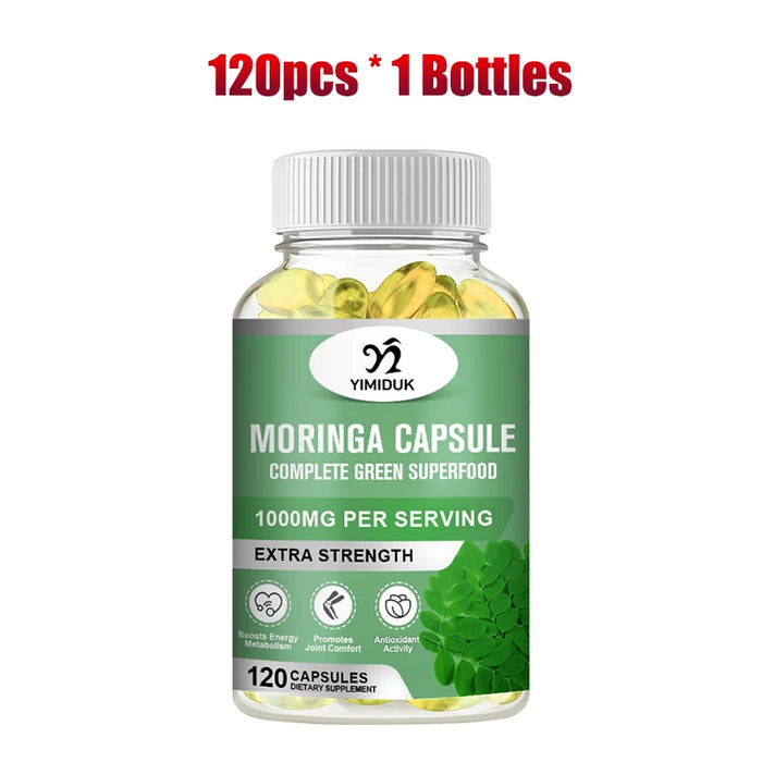 Buy 1 Get 1 Free! Premium Moringa Oleifera Supplement, for Skin Glow, Energy & Blood Sugar Balance, Powerful Detox, Women & Men