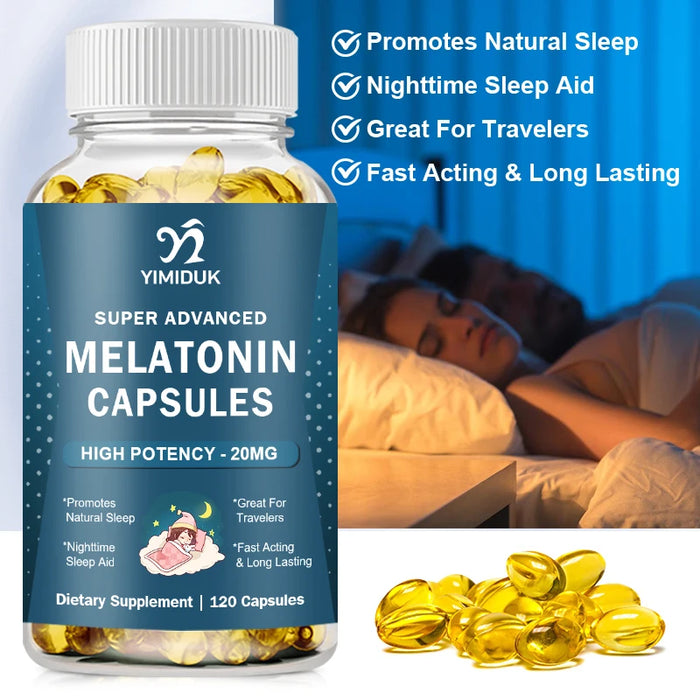 Melatonin Capsules, for Promote Relaxation & Restful Sleep Naturally, Deep Sleep & Wake Up Refreshed, Great for Travelers, Vegan