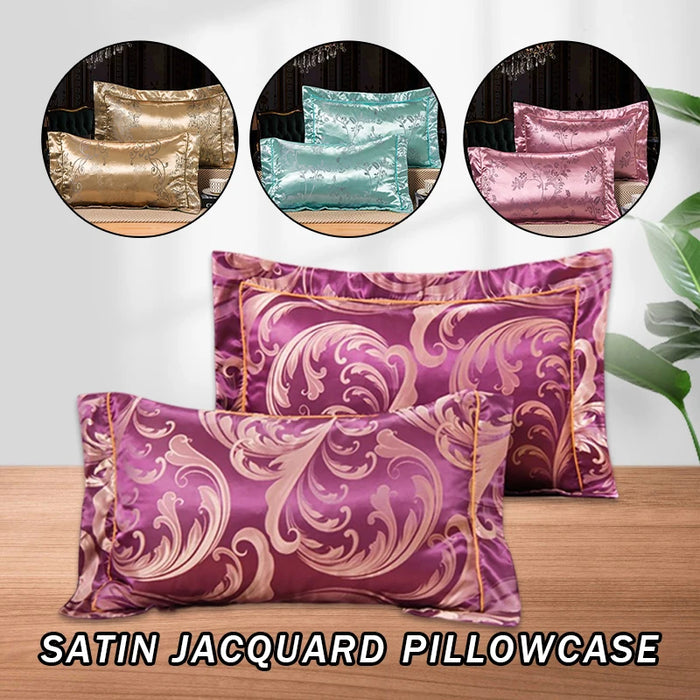 1 Pair Satin Jacquard Pillowcase Soft Smooth Bedding Cushion Cover 48*74cm Mulberry Satin Pillow Cover