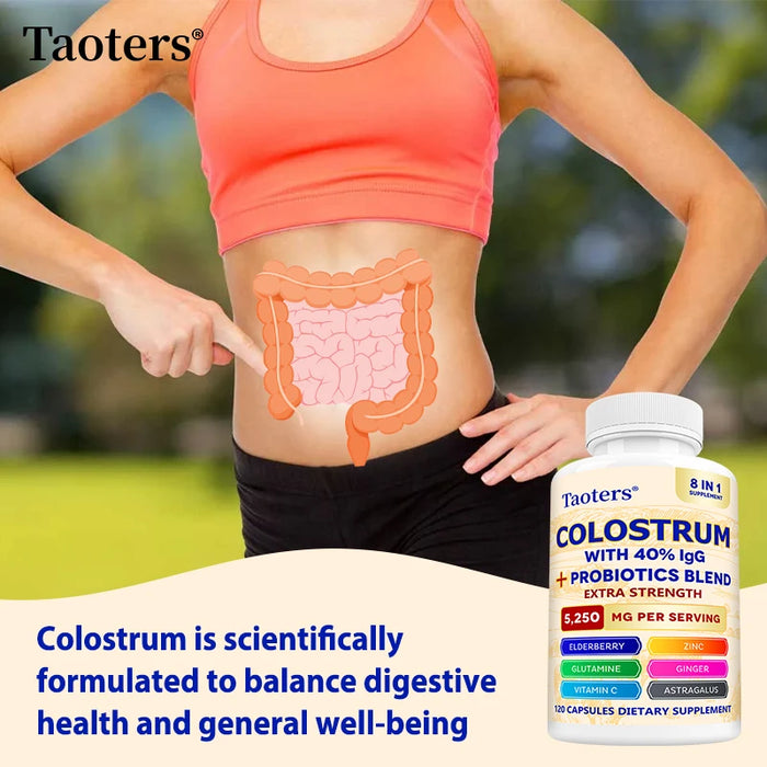 Colostrum Supplement, Contains 40% IgG + Probiotic Mixture, Support Gut, Muscle & Immune Health, Boost Immunity, for Men & Women