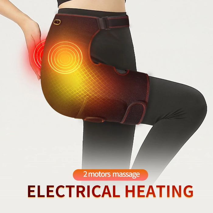 Full-Wrap Hip Support Brace with Massager Sciatica Pain Relief Buttock Physical Therapy Recovery Focused Hip Heating USB-Powered