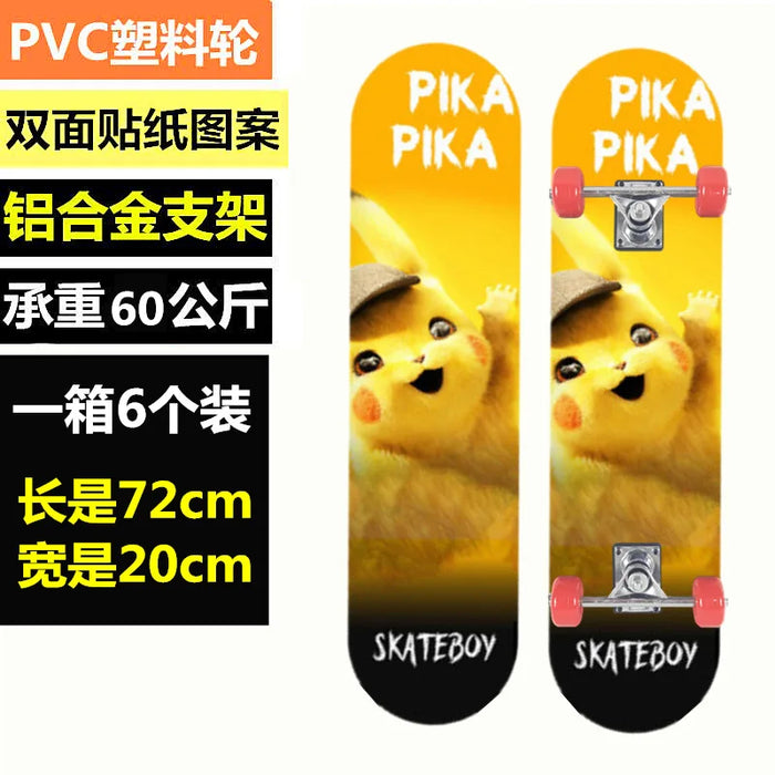 17 Inches Child Skateboard Maple Double Rock Skate Board Patin Skates Kids Skateboarding Cartoon Sticker Kids Griptape Longboard