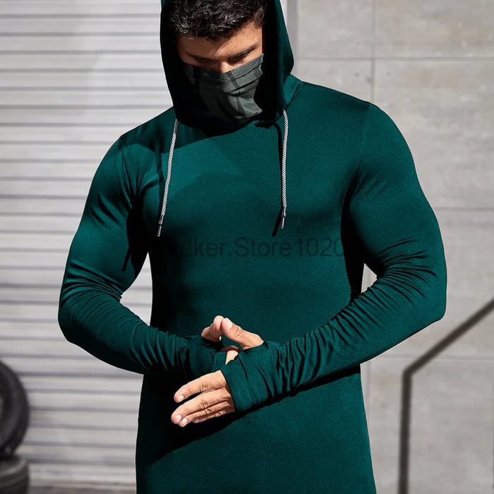 Mens Fitness Tracksuit Running Sport Hoodie Gym Joggers Hooded Outdoor Workout Athletic Clothing Muscle Training Sweatshirt Tops