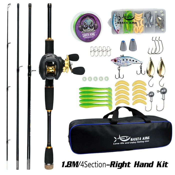 Fishing Combo Set- Casting Fishing Rod with 7.2:1 Gear Ratio Baitcast Reel Fishing Line Bag Lure Kit for Freshwater Fishing
