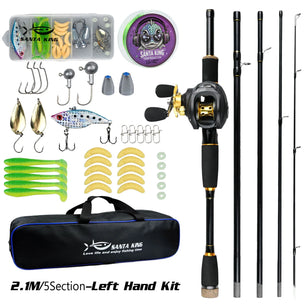 Fishing Combo Set- Casting Fishing Rod with 7.2:1 Gear Ratio Baitcast Reel Fishing Line Bag Lure Kit for Freshwater Fishing
