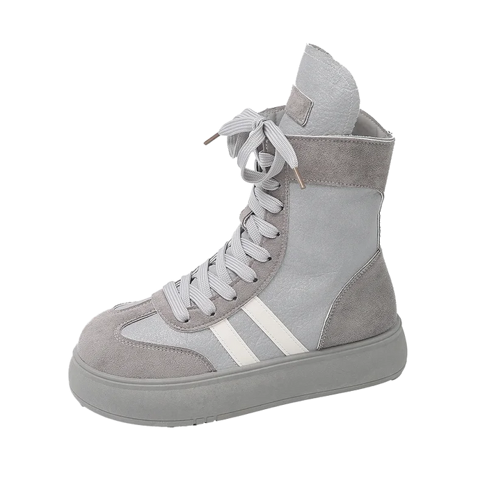 Sports and Leisure Shoes for Women 2025 New Fashionable High Top Shoes Flat Bottomed Lightweight and Comfortable Work Boots