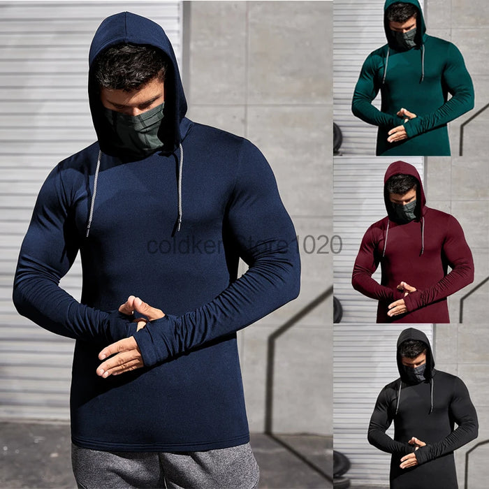 Mens Fitness Tracksuit Running Sport Hoodie Gym Joggers Hooded Outdoor Workout Athletic Clothing Muscle Training Sweatshirt Tops