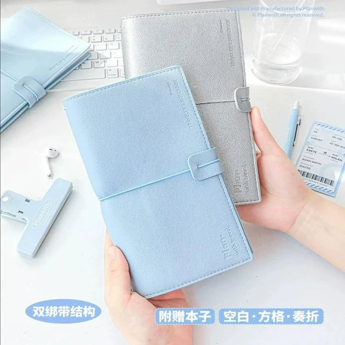 MINKYS PU leather Travel Journal Notebook Planner Yearly Daily Weekly Agenda Book School Stationery