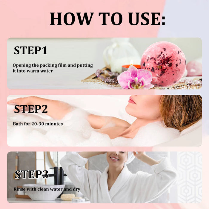 6Pcs Bath Bomb Set, Lavender Epsom Salt for Muscle Relaxation, Gift for Women, Self Care Spa Day