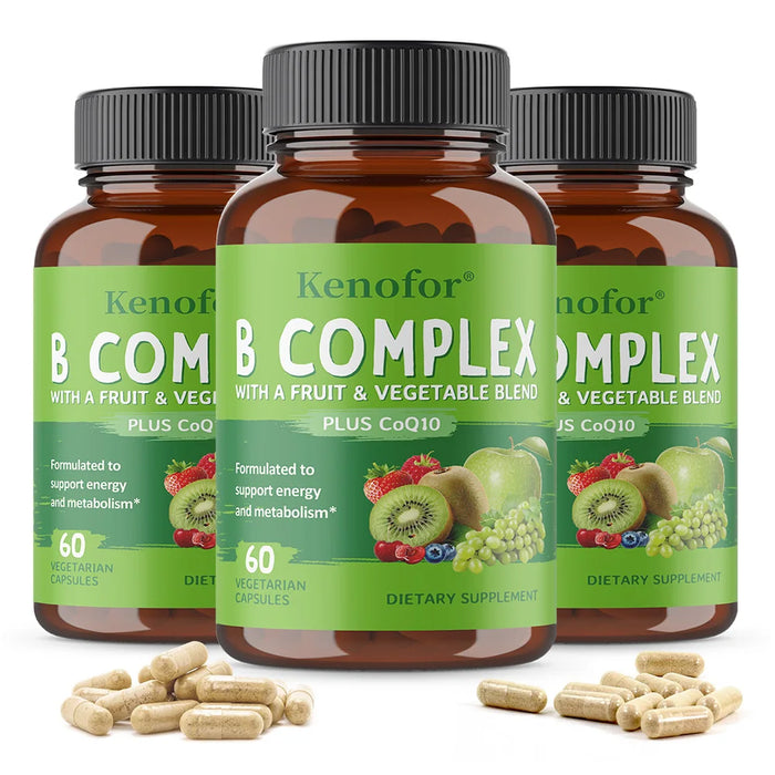 B Vitamins Supplement, with Vitamins B1,B2,B3,B5,B6,B12 and Folic Acid,Metabolic Support,Skin Health,Enhance Memory,Improve Mood