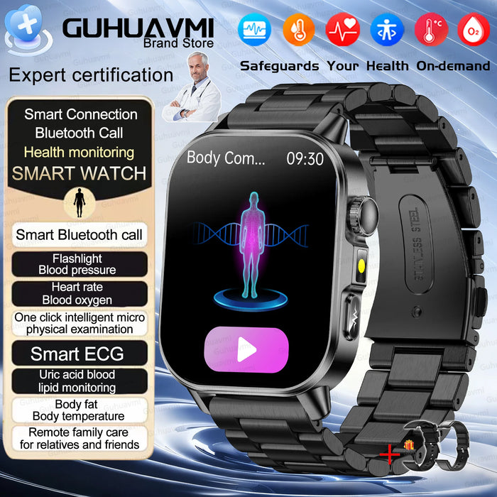 2026 New ECG + PPG Smart Healthy Diagnosis Surveillance Women Body Analysis Blood Pressure Lipid Uric Acid Health SmartWatch Men