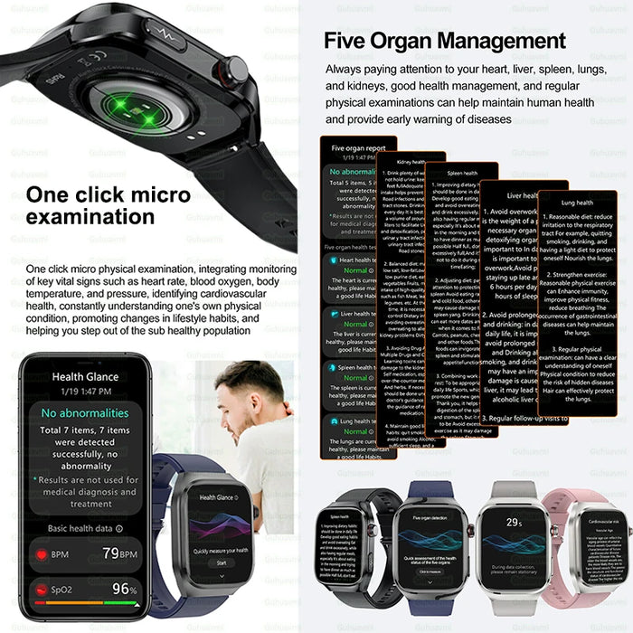 2025 New AI Intelligent Diagnosis ECG+PPG Smartwatch Health Protection Blood Lipids Uric Acid Heart Rate BT Call Smart Watch Men