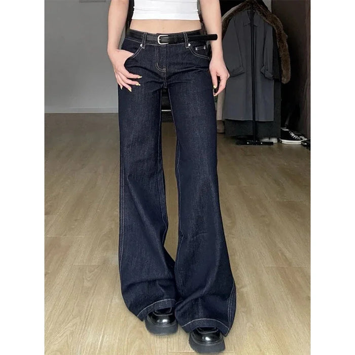 Women's Blue Jeans Hip-hop Fashion Vintage Streetwear Y2K Wide Leg Straight Jean High Waist Trouser Classic Baggy Denim Pants
