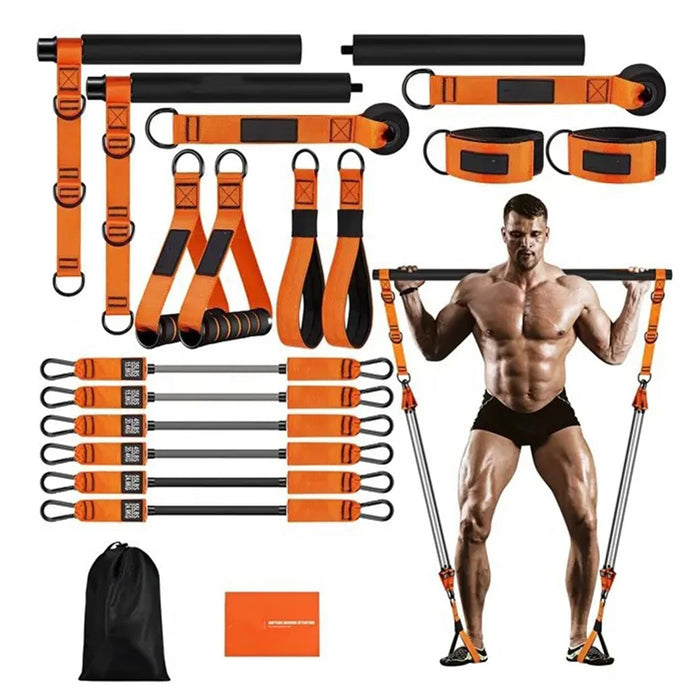 Pilates Workout Equipment with Resistance Bands Portable Weighted Exercise Pilates Bar for Women & Men Home Gym Exercise Fitness