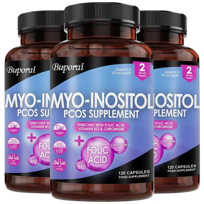 Myo-Inositol PCOS Supplement - Promotes Hormonal Balance and Ovarian Health, Regulates Menstrual Cycles, and Improves Mood