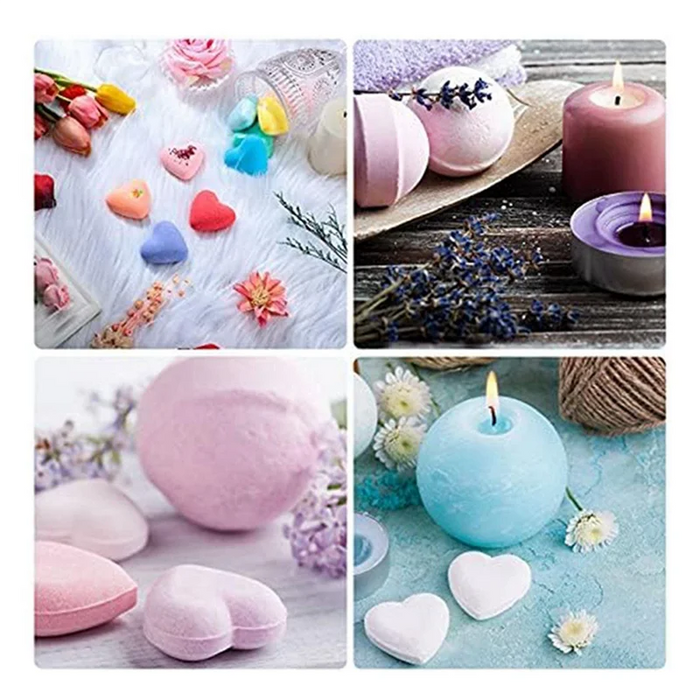 HLZS-24 Pcs 6 Shapes Bath-Bomb Making For Crafts DIY Bath-Bomb Crafting Press Mould For Handmade Soaps Candle Cake Baking