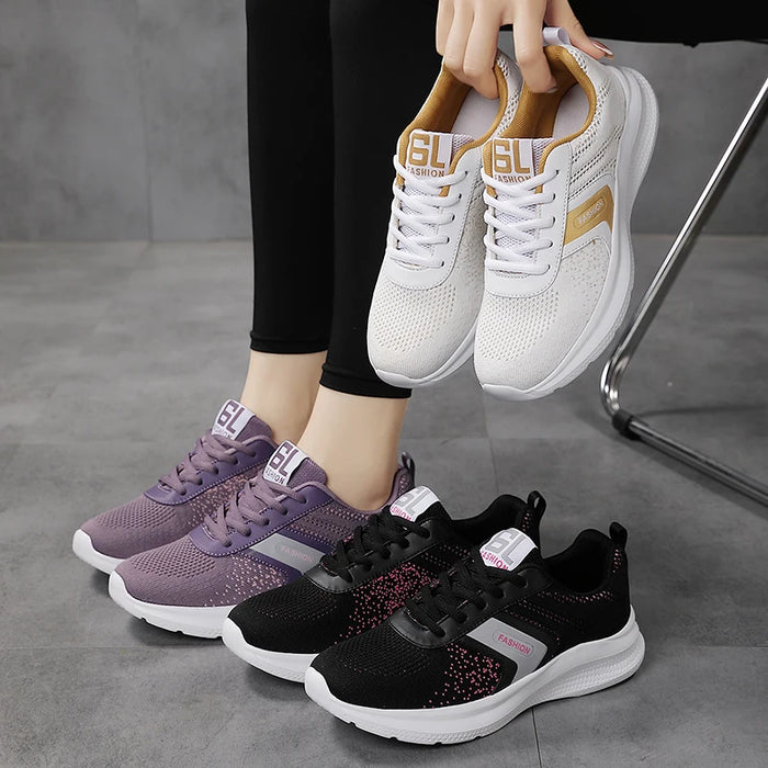 Sports shoes for women in spring and summer, lightweight, non-slip and shock-absorbing, student running shoes, mother soft-soled