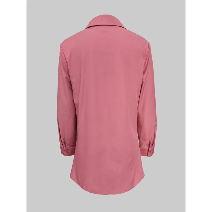 Women's Blouses Pink Twist Front Office Lady Shirts 2026 Fashion Lapel Long Sleeve Urban Commuting Pullovers Tops 191877