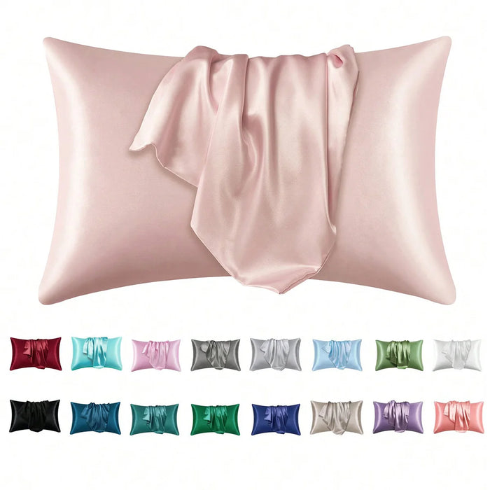 2 pcs Pillowcase for Hair and Skin, Silk Satin Pillowcase  Pillow Cases Set of 2， Silky Pillow Cover with Envelope Closure