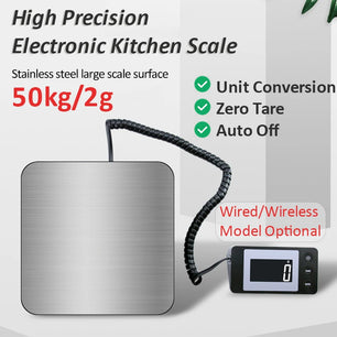 Electronic Weight Scales 50kg/2g High-precision Wired/Wireless Floor Scale with Unit Conversion Zero/Tare Kitchen  Weighing Tool