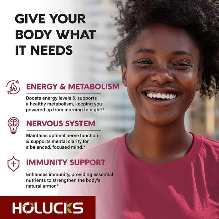 Vitamin B Complex Capsules (B12, B1, B2, B3, B5, B6, B7, B9, Folic Acid & Biotin) Reduce Stress & Supports Better Moods